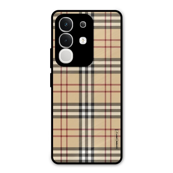 Beige Check Metal Back Case for iQOO Z10x