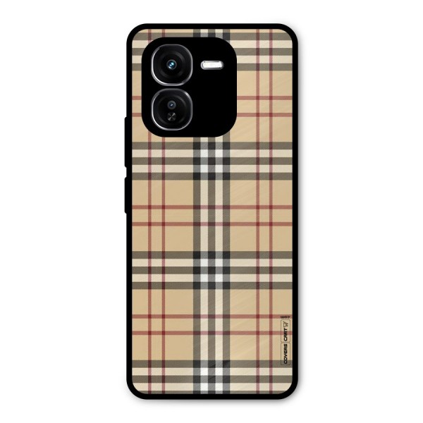 Beige Check Metal Back Case for iQOO Z9x