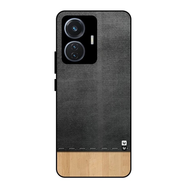 Bicolor Wood Texture Metal Back Case for iQOO Z6 44W