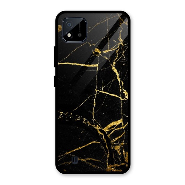 Black And Gold Design Glass Back Case for Realme C11 2021