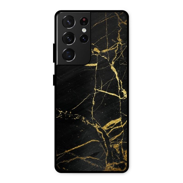 Black And Gold Design Metal Back Case for Galaxy S21 Ultra 5G