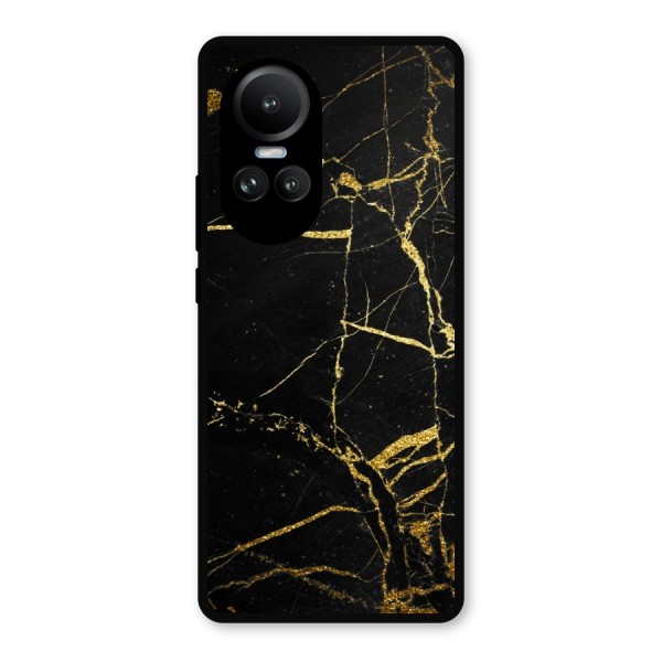Black And Gold Design Metal Back Case for Oppo Reno10 Pro
