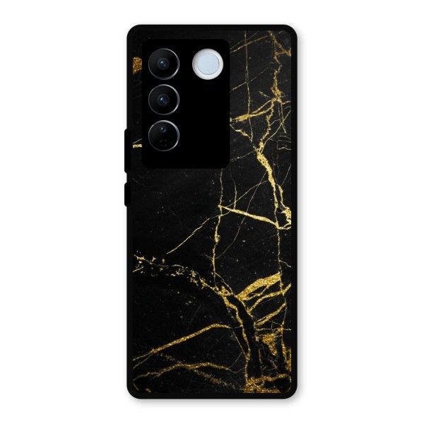 Black And Gold Design Metal Back Case for Vivo V27 Pro