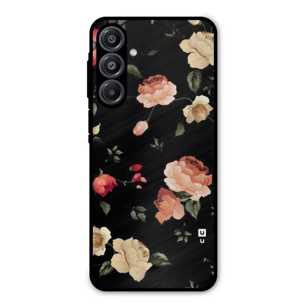 Black Artistic Floral Metal Back Case for Galaxy A16 5G