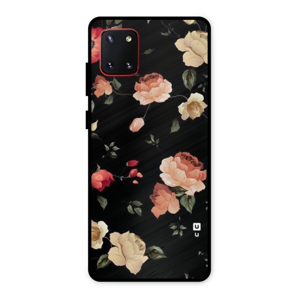 Black Artistic Floral Metal Back Case for Galaxy Note 10 Lite