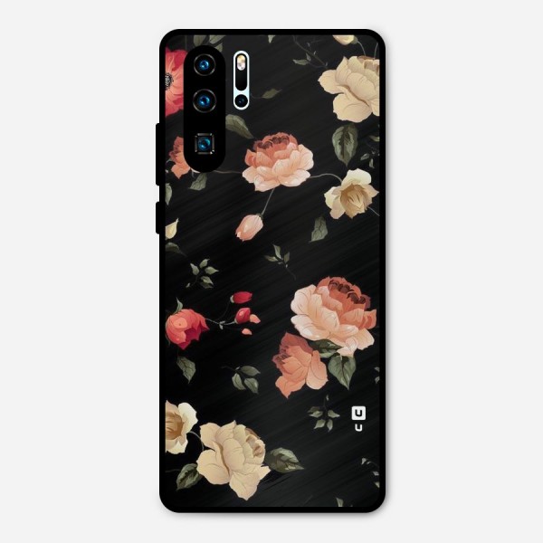 Black Artistic Floral Metal Back Case for Huawei P30 Pro