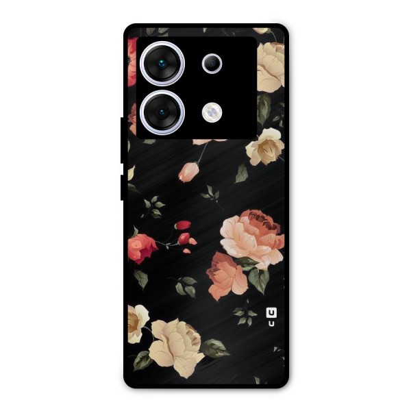 Black Artistic Floral Metal Back Case for Infinix Zero 30 5G