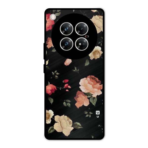 Black Artistic Floral Metal Back Case for Infinix Zero 40 5G