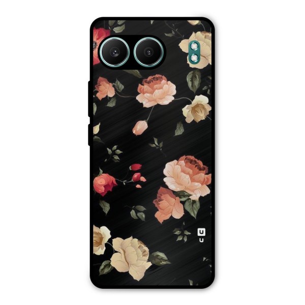 Black Artistic Floral Metal Back Case for OnePlus Nord 4