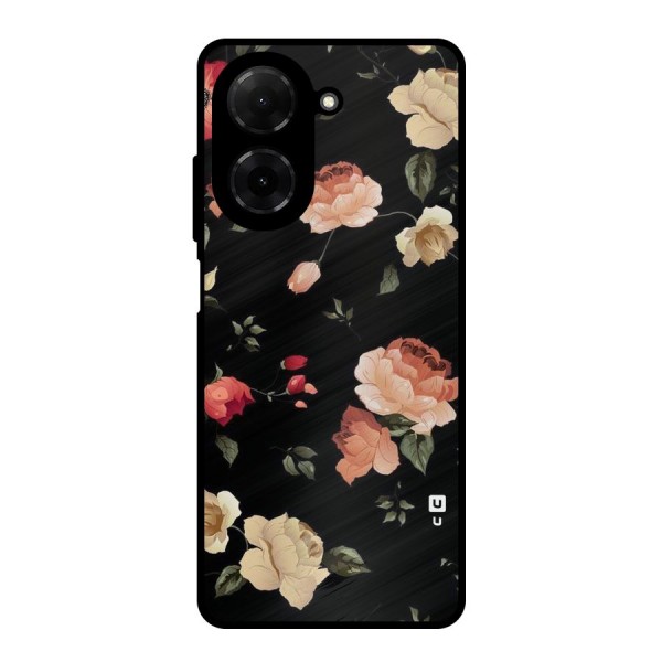 Black Artistic Floral Metal Back Case for Poco C71