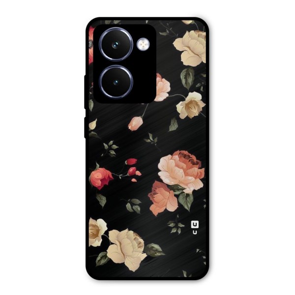 Black Artistic Floral Metal Back Case for Realme P3 Ultra