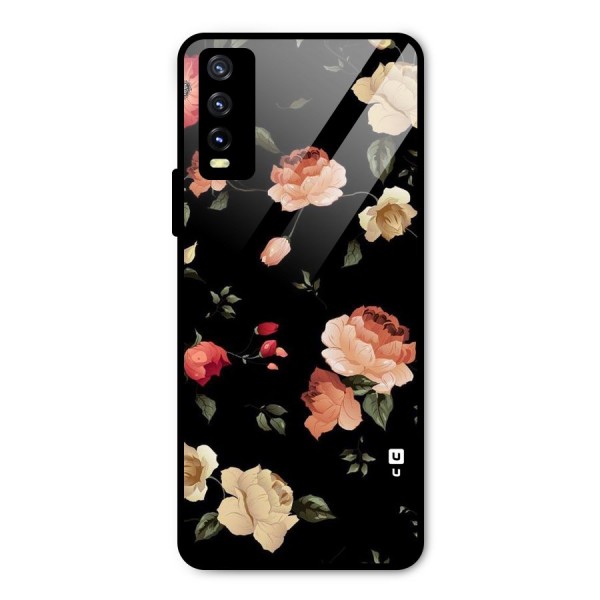Black Artistic Floral Metal Back Case for Vivo Y20i