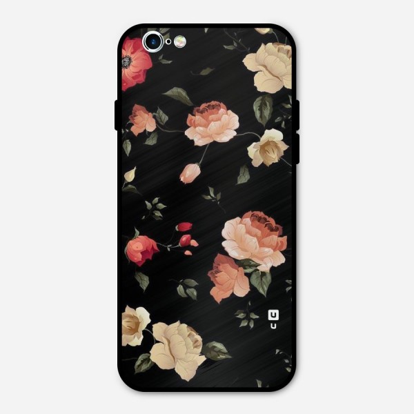 Black Artistic Floral Metal Back Case for iPhone 6 6s