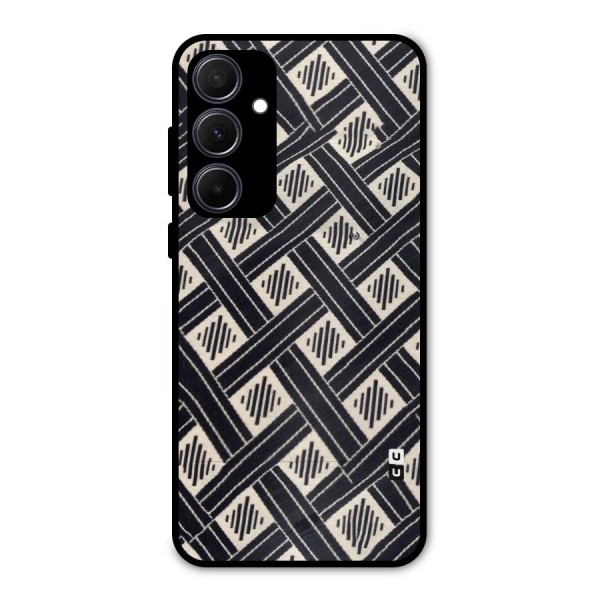 Black Beige Criscros Metal Back Case for Galaxy A35
