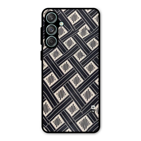 Black Beige Criscros Metal Back Case for Galaxy M55 5G