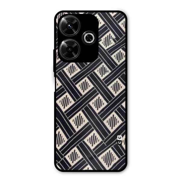 Black Beige Criscros Metal Back Case for Poco M6 Plus
