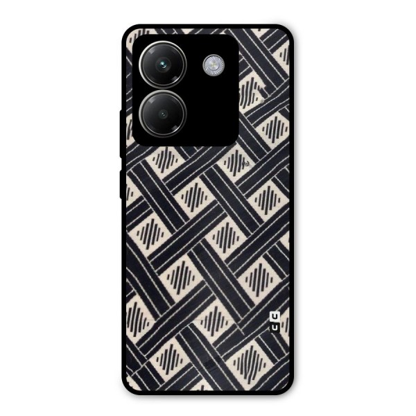 Black Beige Criscros Metal Back Case for Poco M7 Pro 5G