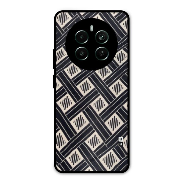 Black Beige Criscros Metal Back Case for Realme 12 Pro Plus