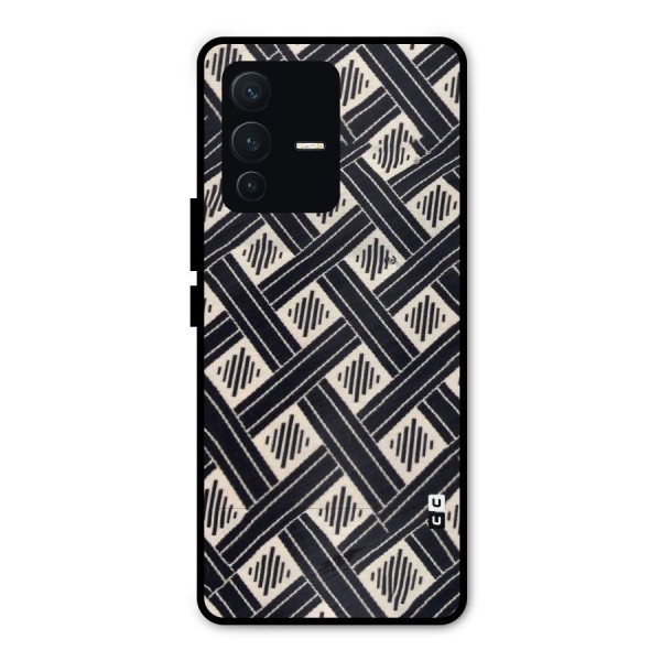 Black Beige Criscros Metal Back Case for Vivo V23 Pro