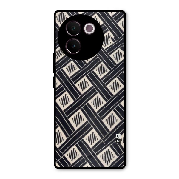 Black Beige Criscros Metal Back Case for Vivo V30e