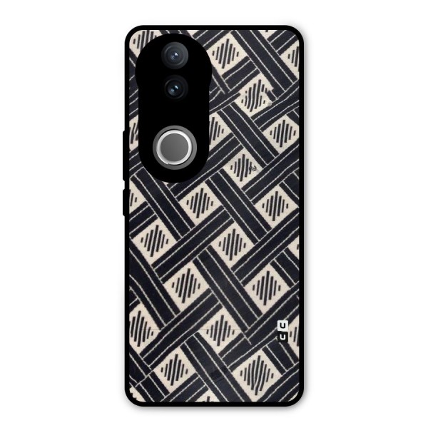 Black Beige Criscros Metal Back Case for Vivo V50e