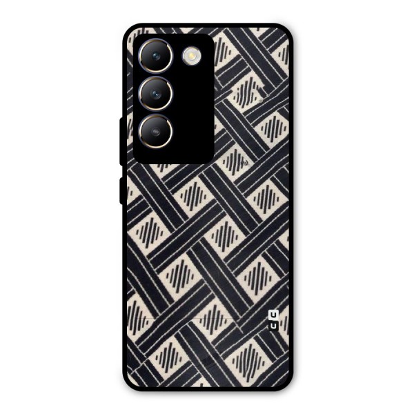Black Beige Criscros Metal Back Case for Vivo Y200e
