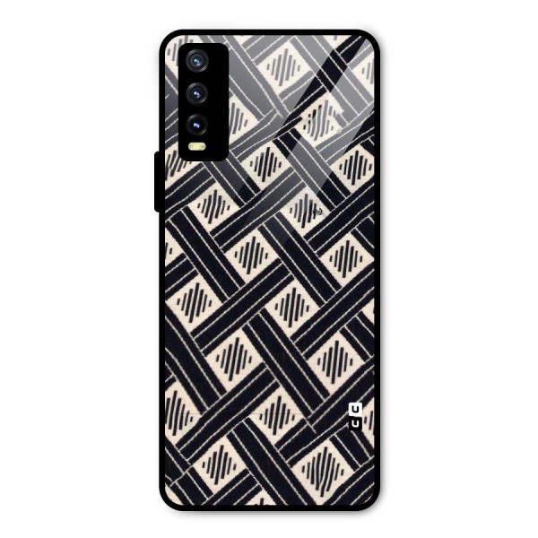 Black Beige Criscros Metal Back Case for Vivo Y20i