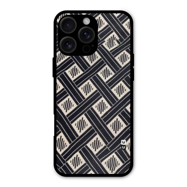 Black Beige Criscros Metal Back Case for iPhone 16 Pro Max
