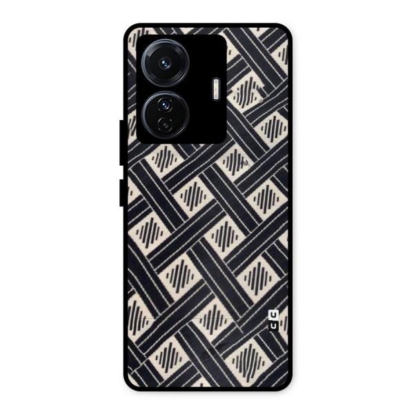 Black Beige Criscros Metal Back Case for iQOO Z6