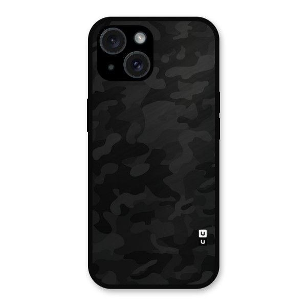 Black Camouflage Metal Back Case for iPhone 15