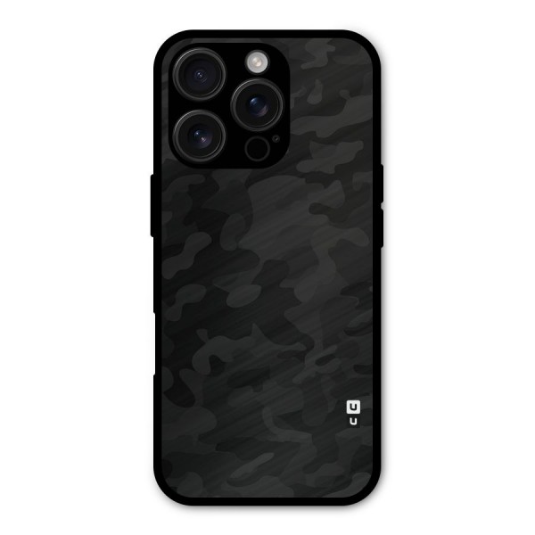 Black Camouflage Metal Back Case for iPhone 16 Pro