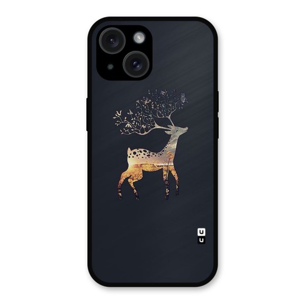 Black Deer Metal Back Case for iPhone 15