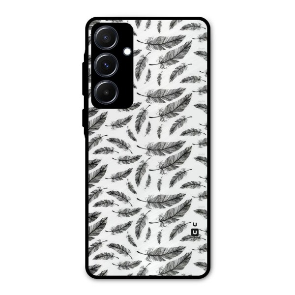 Black Feather Metal Back Case for Galaxy A55