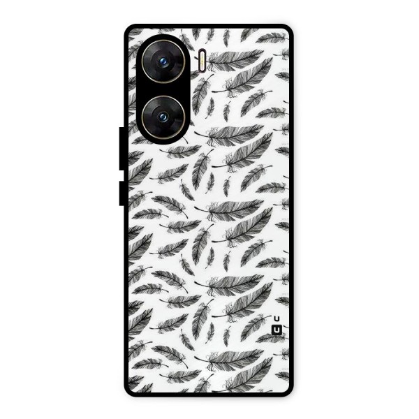 Black Feather Metal Back Case for Vivo V29e