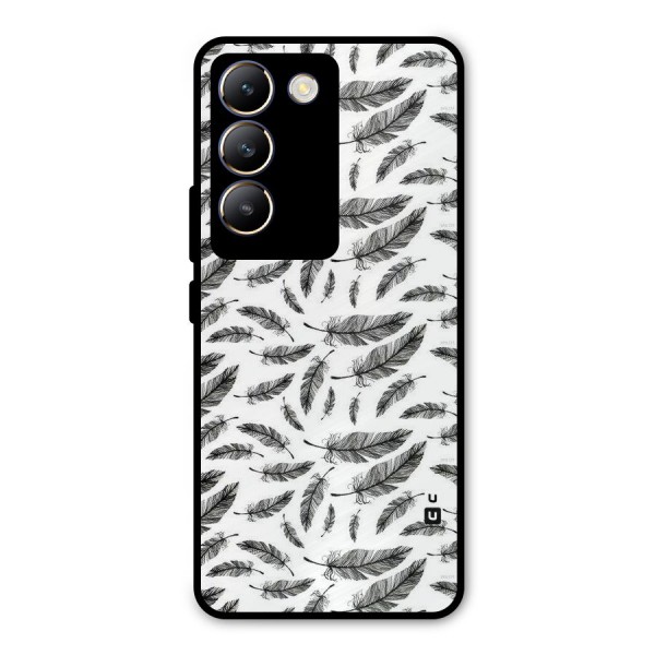 Black Feather Metal Back Case for Vivo Y200e