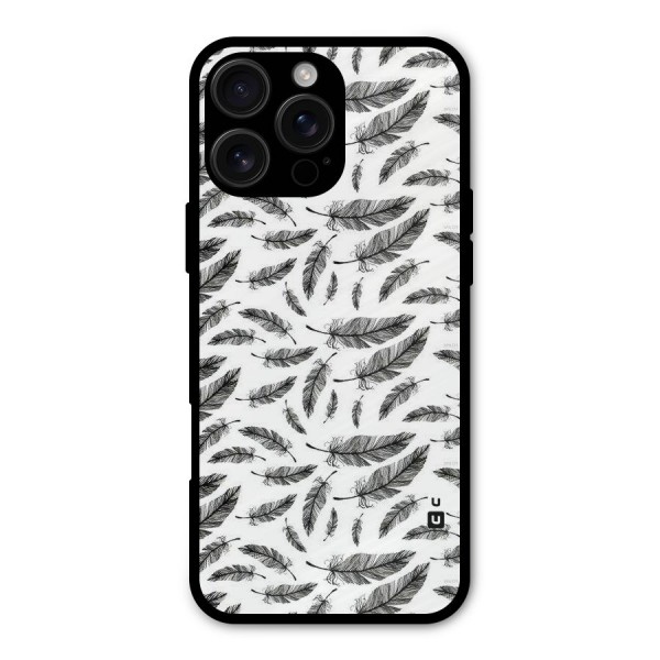 Black Feather Metal Back Case for iPhone 16 Pro Max