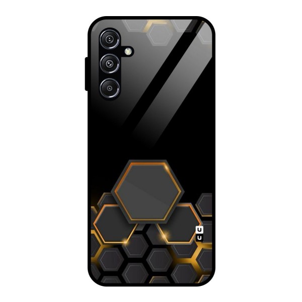 Black Gold Hexa Glass Back Case for Galaxy M34 5G