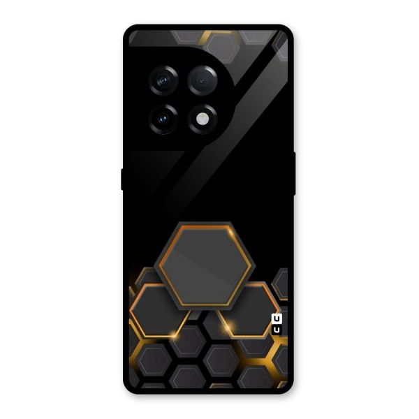 Black Gold Hexa Glass Back Case for OnePlus 11R