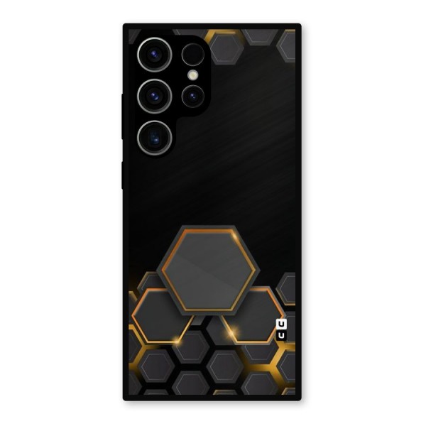 Black Gold Hexa Metal Back Case for Galaxy S23 Ultra