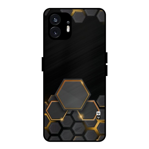 Black Gold Hexa Metal Back Case for Nothing Phone 2