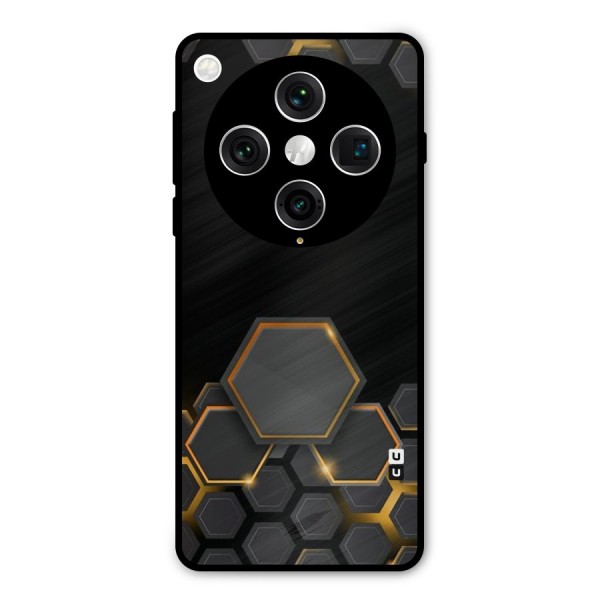 Black Gold Hexa Metal Back Case for Oppo Find X8 Pro