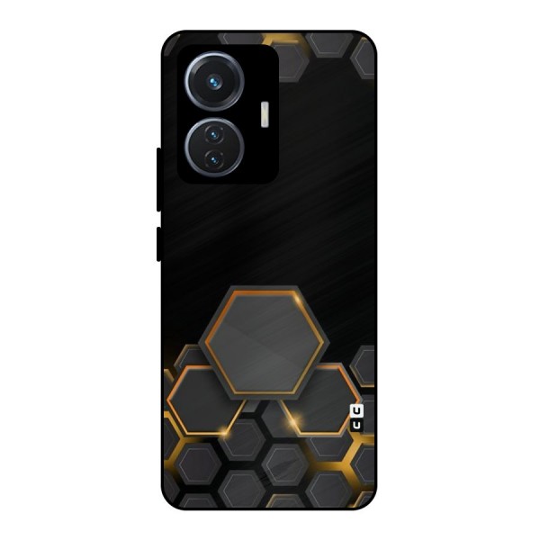 Black Gold Hexa Metal Back Case for iQOO Z6 44W