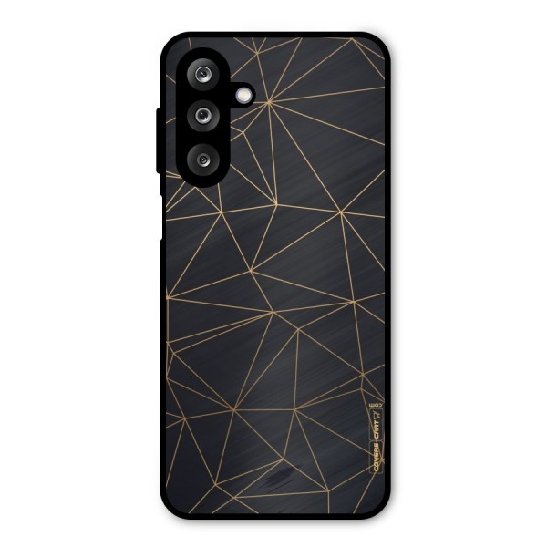 Black Golden Lines Metal Back Case for Galaxy M36