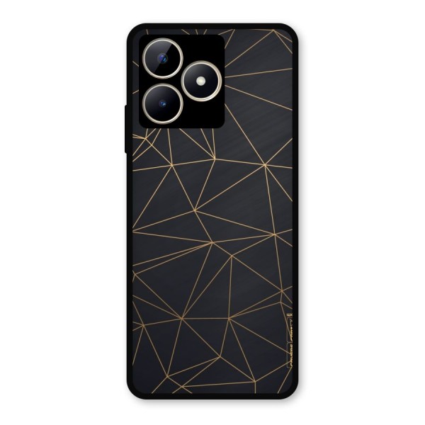 Black Golden Lines Metal Back Case for Realme C53