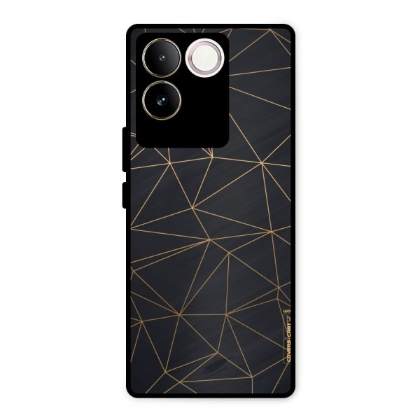 Black Golden Lines Metal Back Case for iQOO Z7 Pro