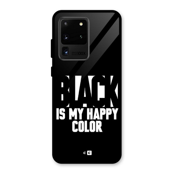 Black My Happy Color Glass Back Case for Galaxy S20 Ultra