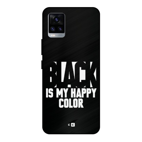 Black My Happy Color Metal Back Case for Vivo V20