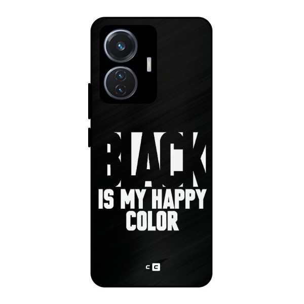 Black My Happy Color Metal Back Case for iQOO Z6 44W