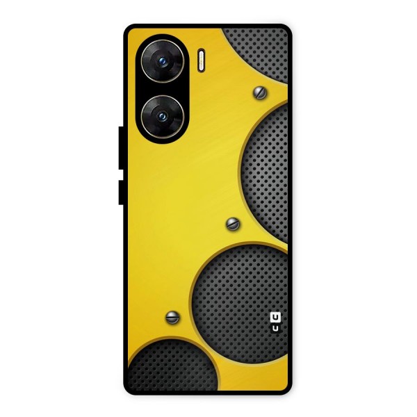 Black Net Yellow Metal Back Case for Vivo V29e