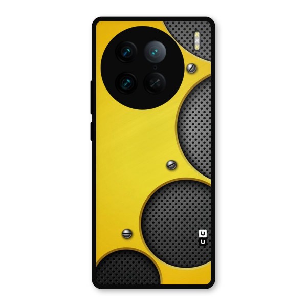 Black Net Yellow Metal Back Case for Vivo X90 Pro